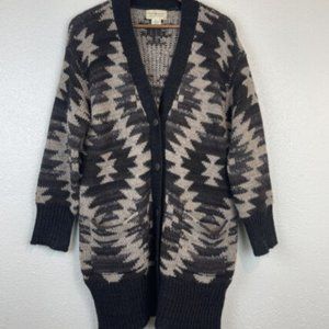 Denim & Supply Ralph Lauren Women's Brown Aztec Wool/alpaca Blend Cardigan Sz L